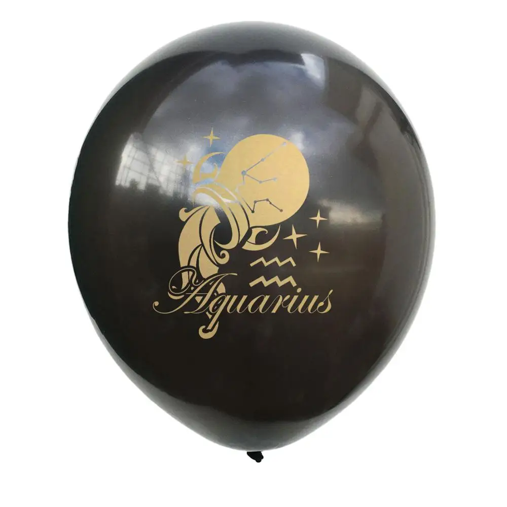 Aquarius black 10 шт Созвездие День Рождения шар Черное золото латексные шары с днем юбилея Декор шары - Цвет: Aquarius black