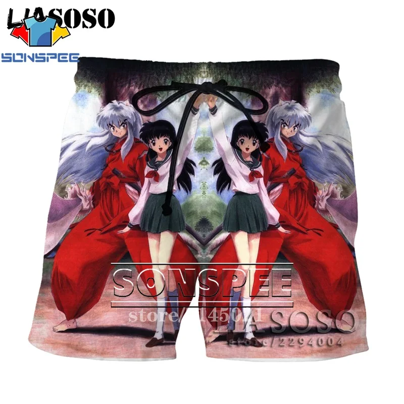 SONSPEE, 3D принт, аниме, Inuyasha, мужские, женские, дышащие, пляжные шорты, летние, для фитнеса, штаны, повседневный стиль, качественная спортивная одежда, D07 - Цвет: Зеленый