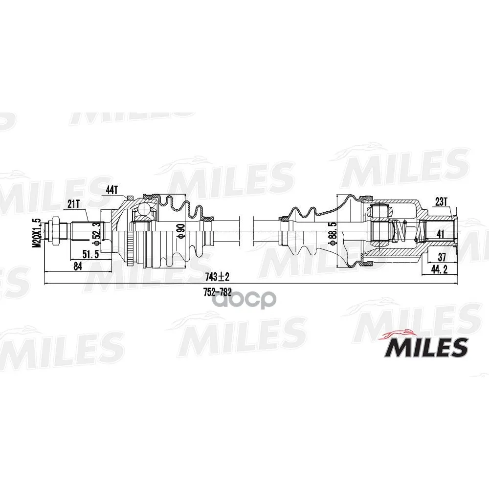 Привод В Сборе Renault Megane I 1.4-2.0 96-03 Прав. Abs Miles Gc02115 Miles арт. GC02115