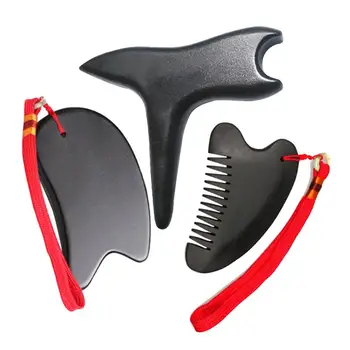 

3Pc Massage Scraping Plate with Dovetail Cone Triangle Comb Tools for Face Neck body Spa Relaxing Massage A4