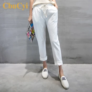 

Spring Summer Women Elastic Waist Pants Outfits 2020 Loose Casual Lace Up Harem Pants Women Solid Cotton Pant Trousers Black