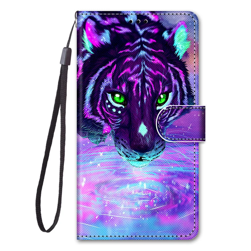 Lion Cat Butterfly Painted Flip Leather Phone Case For Huawei Honor 8 9 10 Lite Mate 20 Lite Wallet Card Holder Stand Book Cover phone dry bag