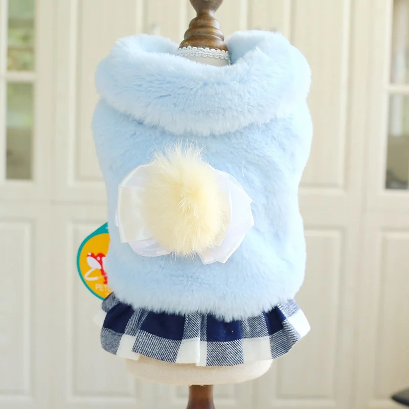 Собачья решетка Топпер пледы юбка для домашнее животное для девочки осень зима теплый костюм для собак кошек утолщение пушистые топы и