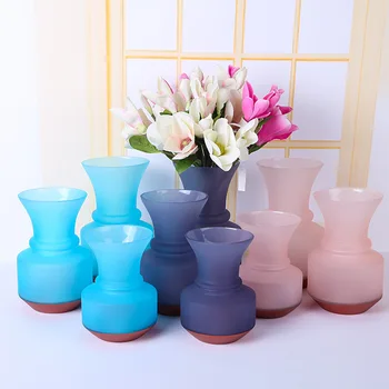 

European Scrub Colored Glass Vase Transparent Flower Bottle Simple Modern Soft Decoration Crafts