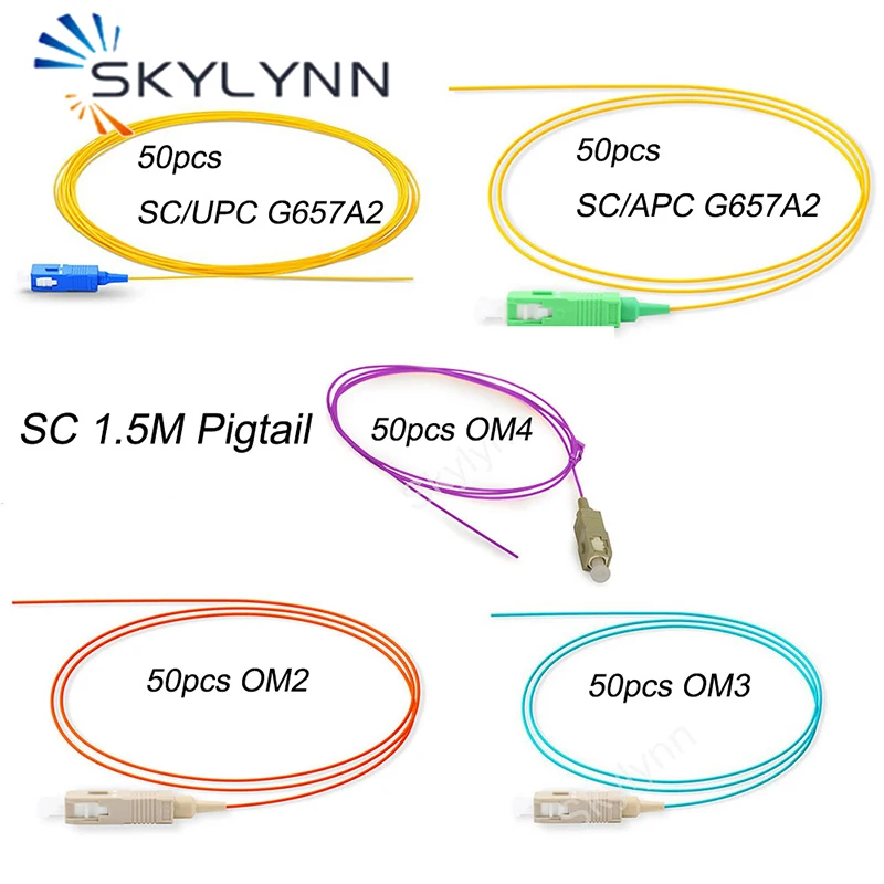 50 шт./пакет 1 5 SC/UPC оптический адаптер SC/APC SM ММ OM2/OM3/OM4 0 9 мм плотным буфером LSZH