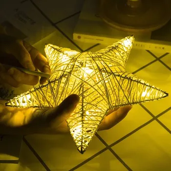 

wiker table Lamp Led Nightlight Heart Shape Stars Desk Lamp Rattan Party Wedding Decoration d91028