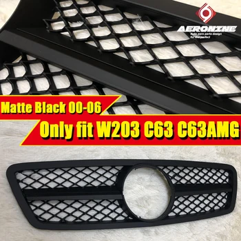 

For Mercedes C Class C203 W203 Sedan Sports C63 Grille Grill Grills ABS Matter Black Add on Style Direct 1:1 Replacement 2000-06