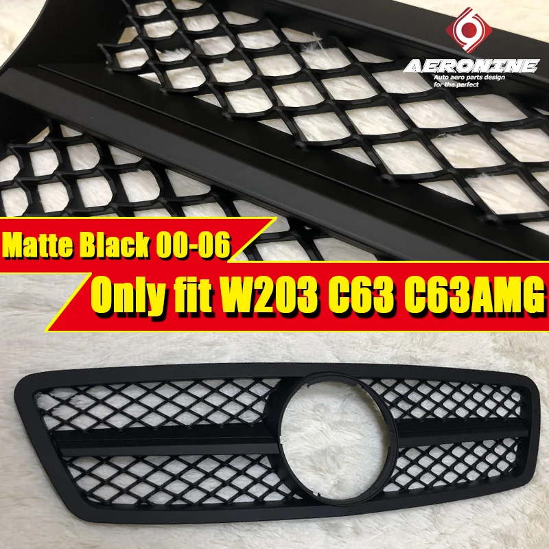 Для Mercedes C Class C203 W203 Sedan Sports C63 Grill Grills ABS Matter Black Add on Style прямая 1:1 замена 2000-06 |