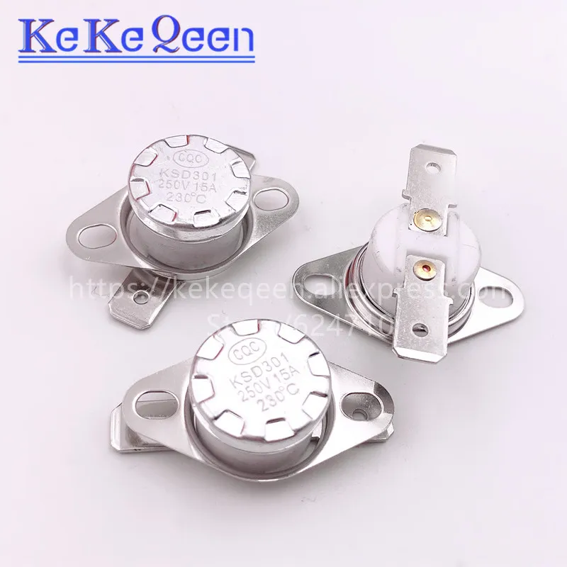 110℃ 5 Pcs Thermostat Switch KSD301 Thermostat Temperature Control Switch,250V 15A Normal Closed Temperature Control Switch