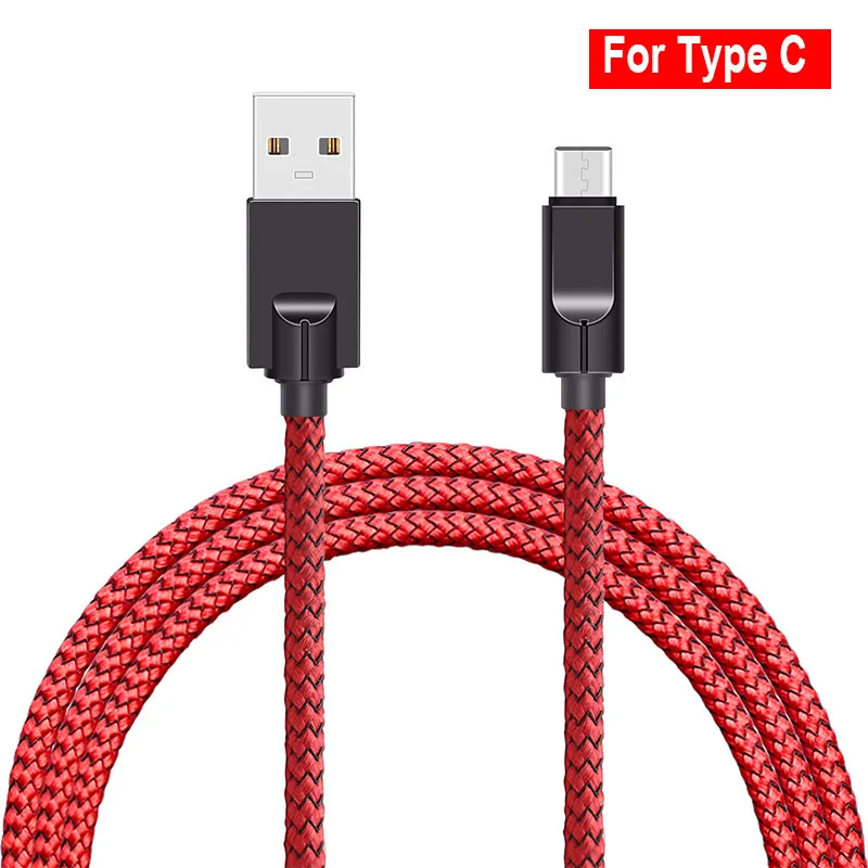 Красный Для Тип usb C Быстрый зарядный кабель 1 м для передачи данных в нейлоновой линией мобильный телефон Android кабели 2.5A Быстрая зарядка Тип-C кабель для Xiaomi - Цвет: Красный