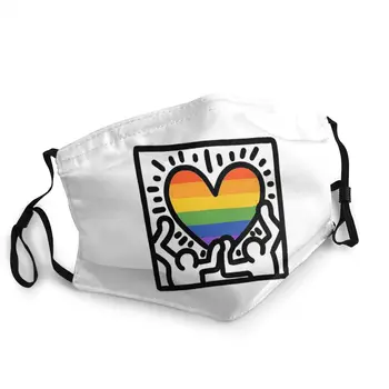 

Keith Haring Gay Pride Flag Adult Non-Disposable Face Mouth Mask Pattern Lgbt Lgbtqia Anti Haze Protection Cover Mouth Muffle
