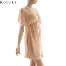 KANCOOLD, новая сексуальная шелковая атласная кружевная одежда для сна, элегантная изящная Однотонная ночная рубашка свободного размера плюс с v-образным вырезом, домашняя одежда, ночные рубашки