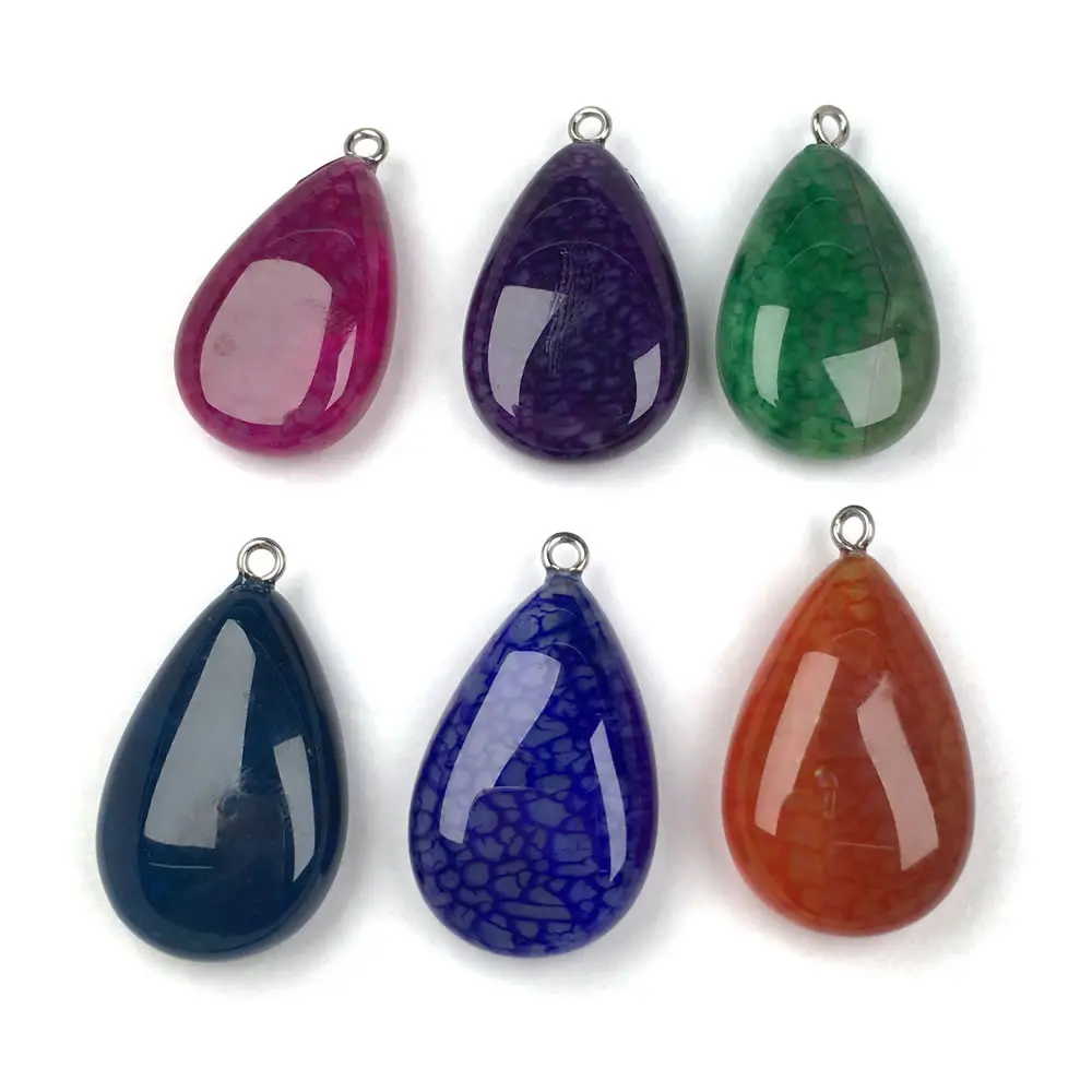 

2019 New Natural Stone Agates Pendant Water Drop Shape Pendants For Jewelry Making DIY Necklaces Accessories Size:12x32mm