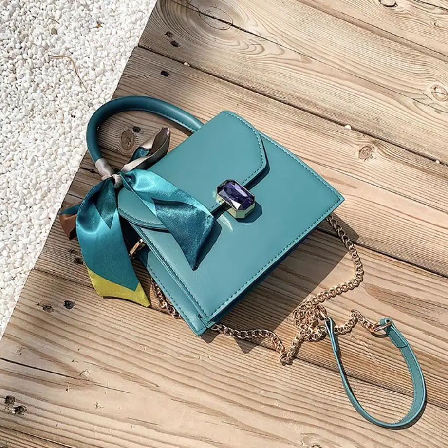 

Elegant Female Ribbon Tote Bag 2019 Fashion New High Quality PU Leather Women's Designer Handbag Chain Shoulder Messenger Bag