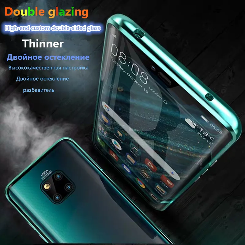 Роскошный защитный Магнитный чехол на весь корпус для huawei P30 Pro P20 mate 20 Pro 360, чехол из закаленного стекла на заднюю панель huawei P30Pro