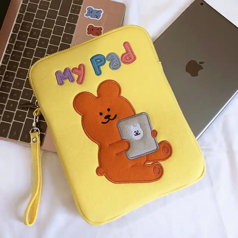ファッション韓国イン黄色のクマラップトップバッグ11 12 13 Ipadのmacbook空気プロ13 15ラップトップケース Cosmetic Bags Cases Aliexpress
