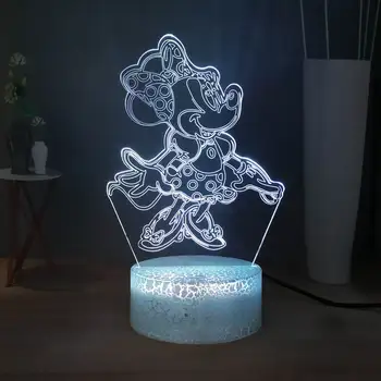 

Minnie Mouse LED Kids Night Light Minerva Mouse Steamboat Willie Novelty 3D Optical Desk Lamp Cute Room Decor Children Gift Toy