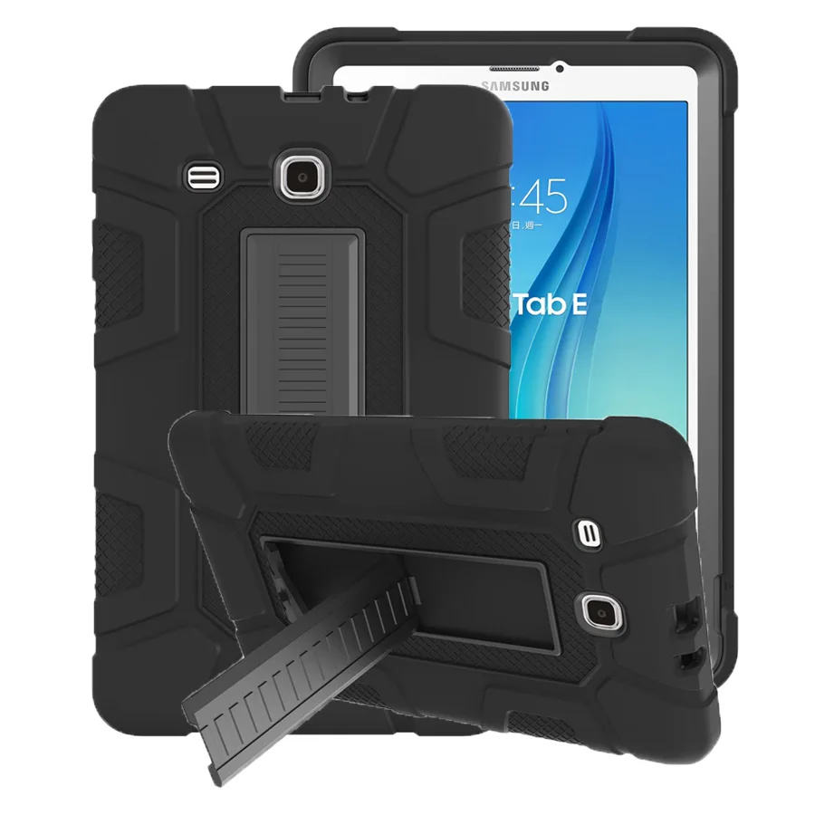 

For Samsung Galaxy Tab E 9.6 SM-T560 T561 Rugged Hybrid Armor Case Shock-Absorption Silicone+PC Cover With Kickstand+Film+Pen