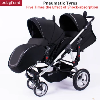 

Twins Baby Can Sit Cart Two-way Portable Shockproof Folding Baby Stroller High Lying Landscape one girl one boy