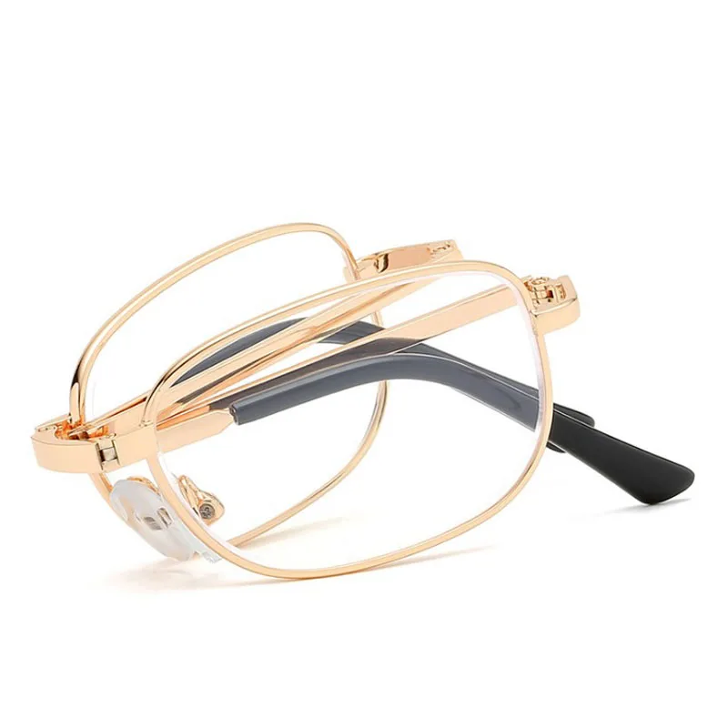 Новые анти-Синие складные очки мужские Модные металлические квадратные очки для чтения женские очки унисекс