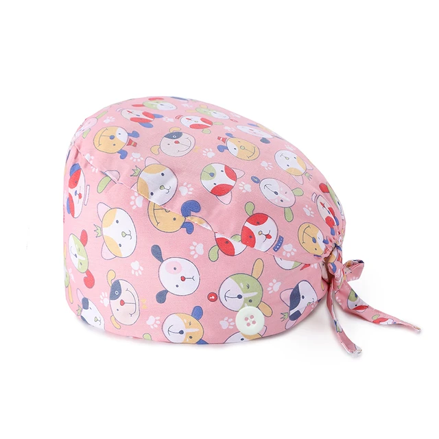 Hot Adjustable scrubs women Unisex Printing Cotton Scrub Hat Beauty Salon Working Caps Nurse Hat Elastic Nurse Accessories TZ-F142