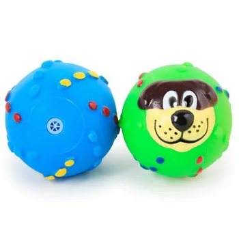 

Colorful Funny Pet Dog Ball Toy Dog Face Sound Squeaky Bite Resistant Pet Training Toys Soft Latex Chew Sound Ball Toys