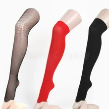 Чулки гольфы для косплея красная сетка черный