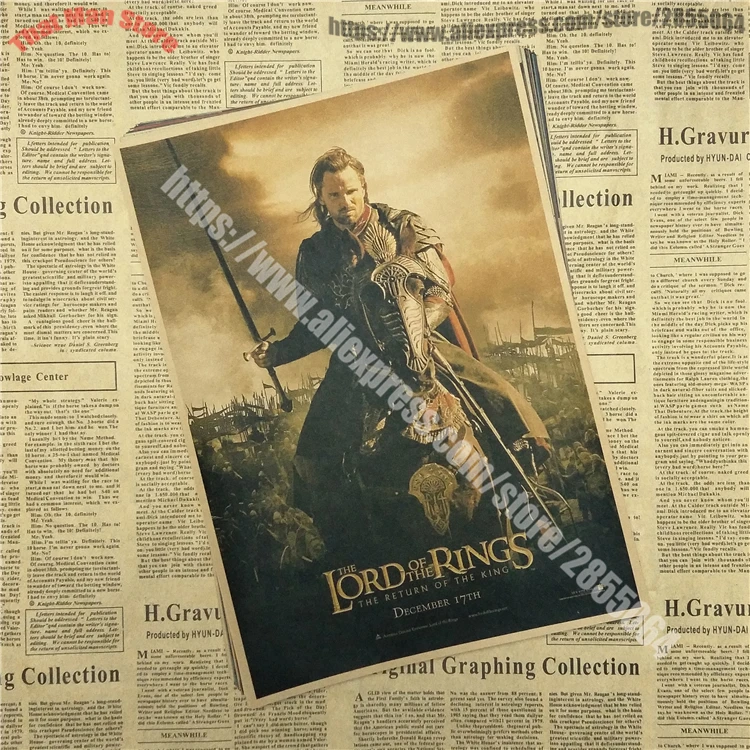 Властелин колец: The Hobbit стажировка кольца крафт постер фильма рисунок сердцевина наклейки на стену
