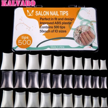 

Kalvaro Free shipping 500PCS/Box Transparent/White/Natural Duck Feet False Nails French Nail Art Tips Full Cover Press On Nails