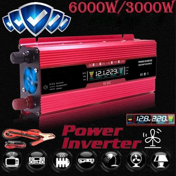 

Solar Power Inverter Peak Power 6000W/3000W DC 12V To AC 110V/220V Modified Sine Wave Converter Car Inverter For Home Camping