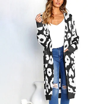 

Leopard Printed Cardigan Women 2019 Autumn Casual Long Sleeve Knitted Sweaters Female Loose Affordable Personality Fashion