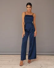 

2021 Women's Sexy Spaghetti Strap Green Joker High Waist Wide Leg Jumpsuits Solid Elegant Daily Spring European and American New
