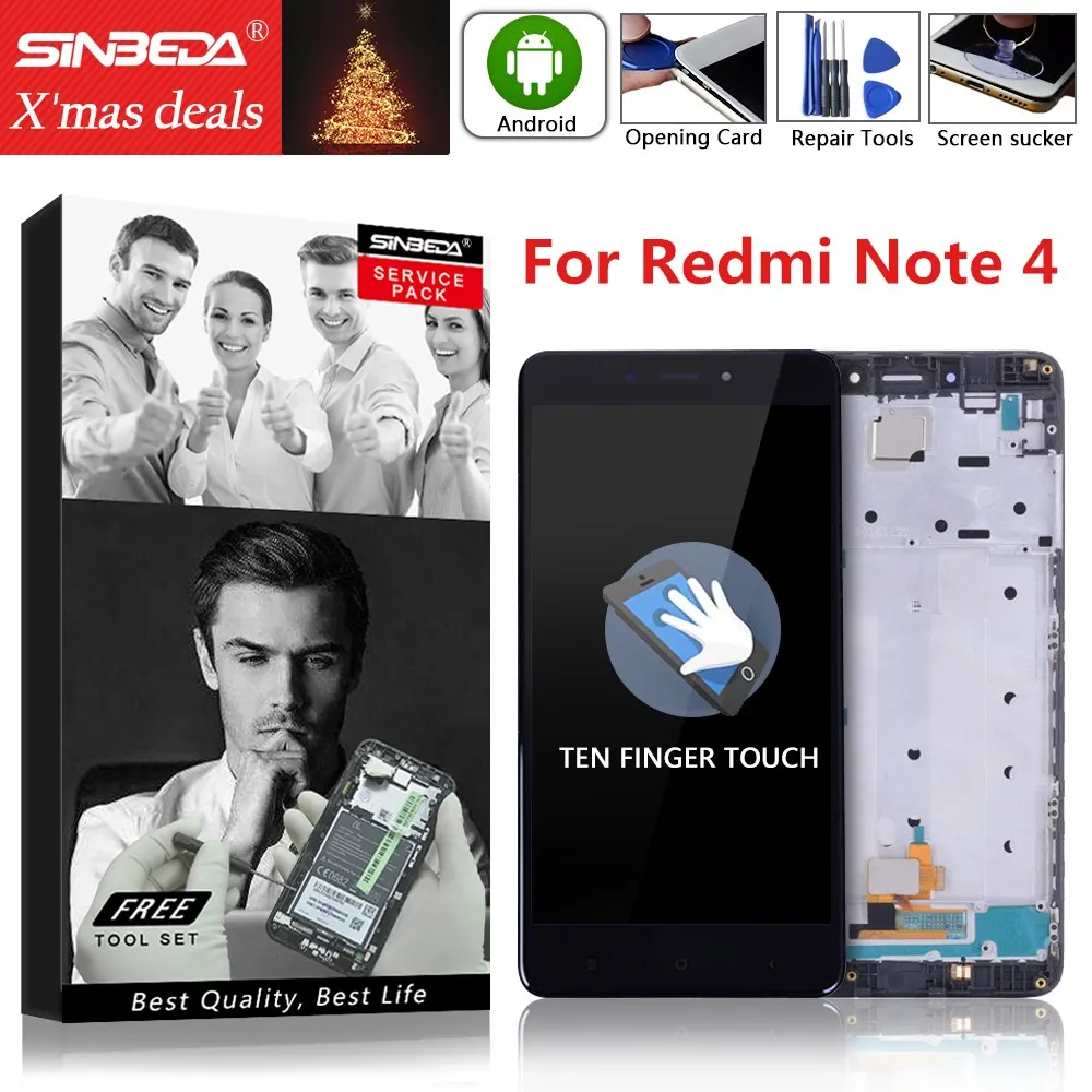 

5.5" For Xiaomi MI Redmi Note 4 LCD Display Touch Screen Digitizer Sensor With Frame For Xiaomi Redmi Note4 LCD Note 4 Display