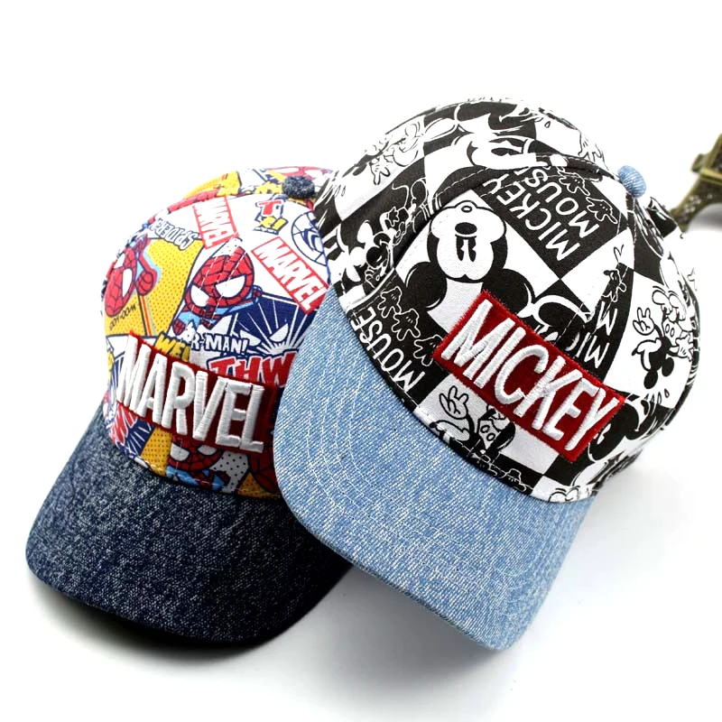 Детская кепка в бейсбольной кепке Marvel шляпа Микки Мауса Snapback шапки бренд хип-хоп кепка высокое качество Bone gorras дети мальчик Casquette