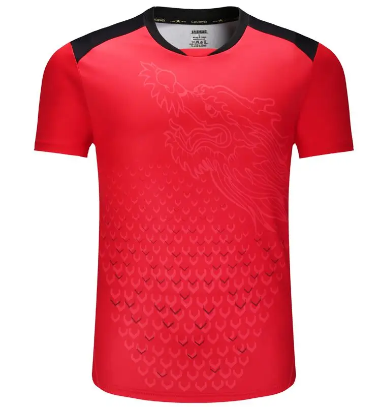Сезон, китайский дракон, рубашки для настольного тенниса, мужские, для мальчиков, для пинг-понга, спортивные футболки, женская одежда для настольного тенниса, теннисные комплекты - Цвет: Red Shirt