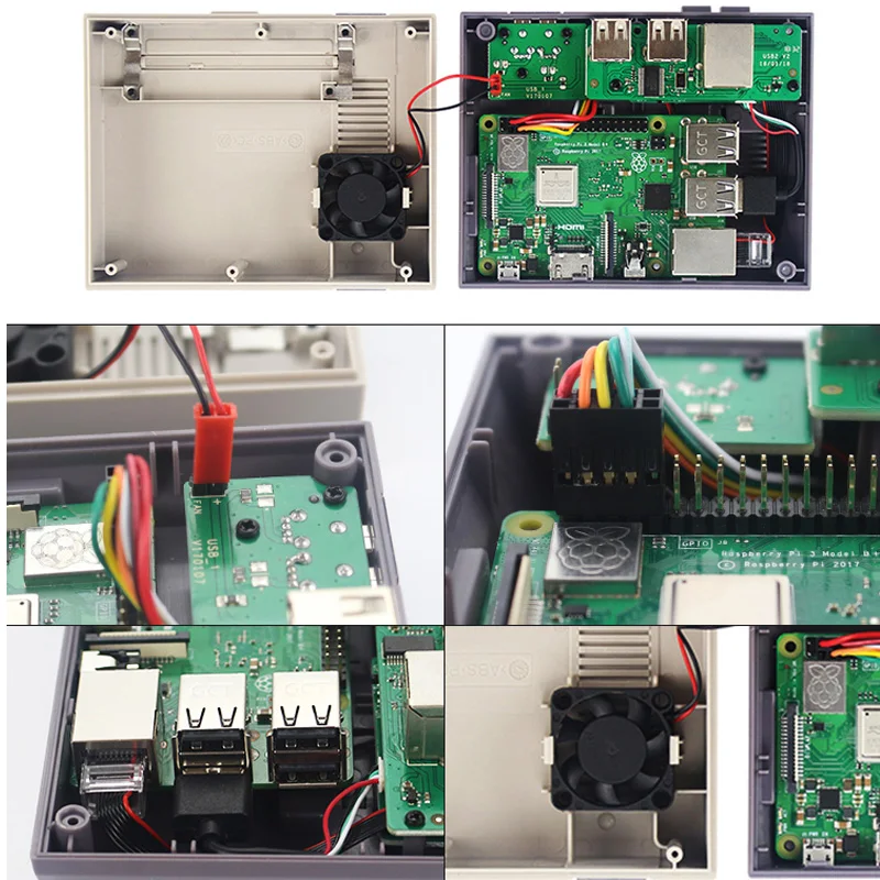 Чехол NESPi для Raspberry Pi 3 B + (Plus) NES FS стильный корпус корпуса с вентилятором и радиаторами Raspberry Pi 3 Model B +, 3B