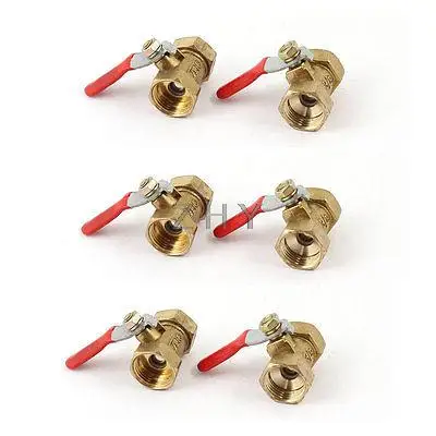 

3/8 PT 15mm Female to Female Full Port Red Lever Handle Brass Ball Valve 6pcs