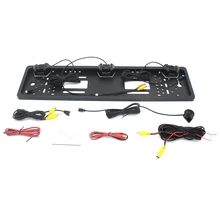 Car Rear View Camera For EU European License Plate Frame Waterproof HD Reversing Radar sensor detector Camera parking video rear camera in license plate to connect dvd monitor for car 1 hd camera 2 sensor embeded frame european license