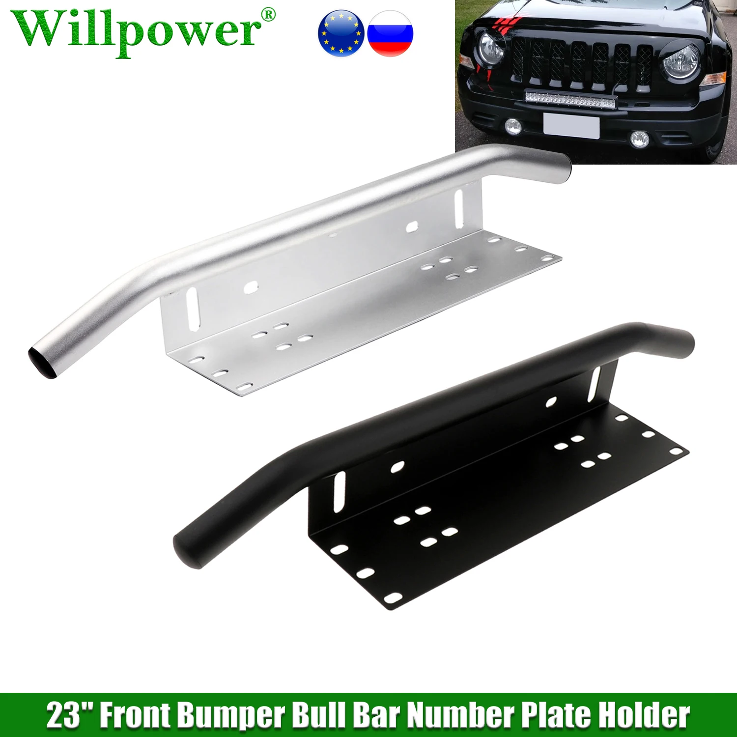 

Offroad SUV Car Bumper License Numer Plate Holder For Jeep Wrangler JK 4x4 Pickup Light Bar Headlight Spotlight Mount Bracket