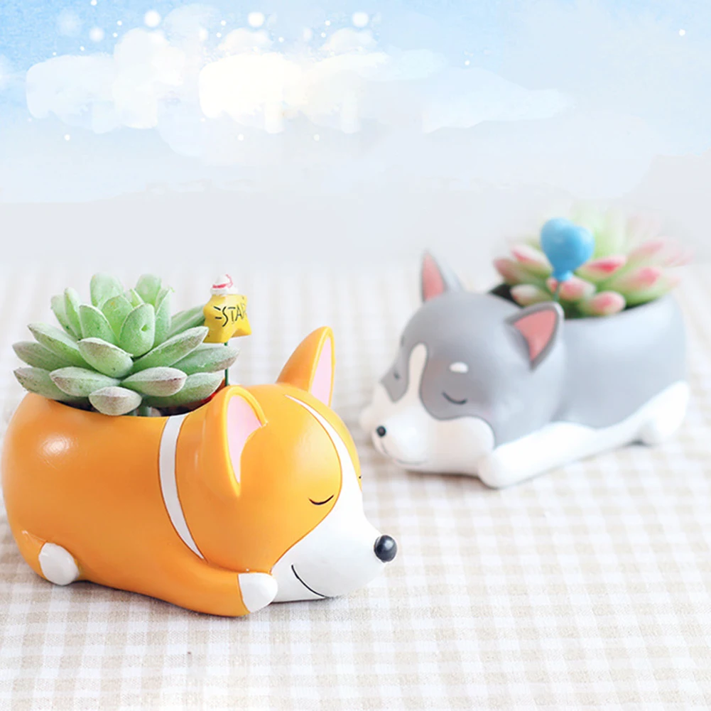 

Cute Animal Shaped Cartoon Succulent Vase Flower Pots Dog Planter Box Home Decoration