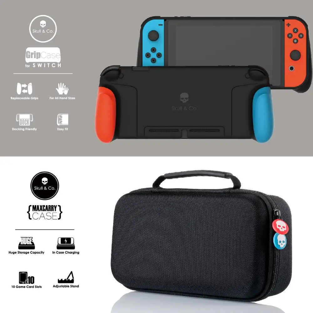 Ceny Skull Co. GripCase futerał ochronny z wymiennymi uchwytami i MaxCarry Case torba do przenoszenia Nintendo Nintendo Switch