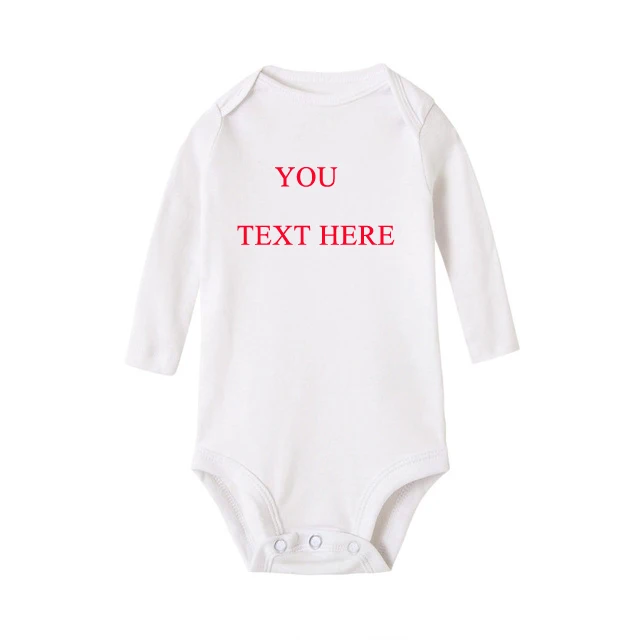 

YOU TEXT HERE Cotton Rompers Baby Girl Infant Long Sleeve Jumpsuit