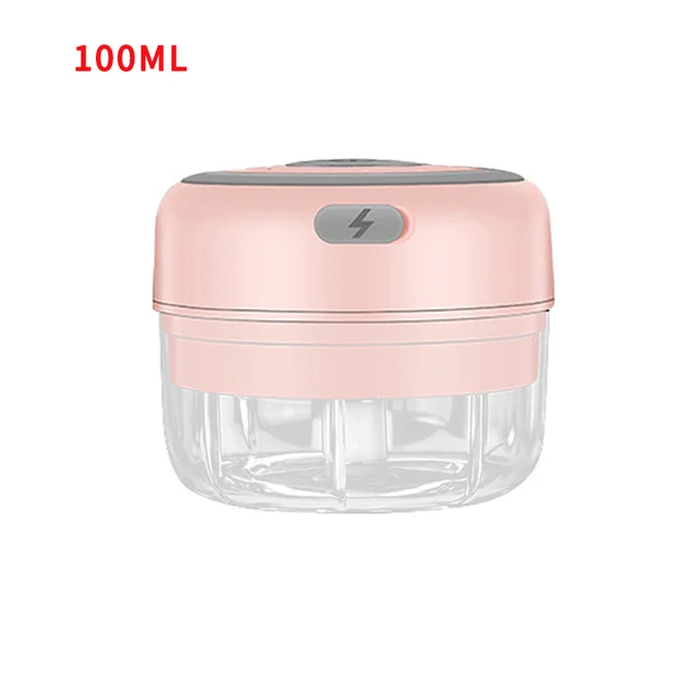 HiPiCok Electric Food Chopper Garlic Crusher Meat Grinder Mini Garlic Press Vegetable Chopper Masher Machine USB Kitchen Gadgets Pink 100ML