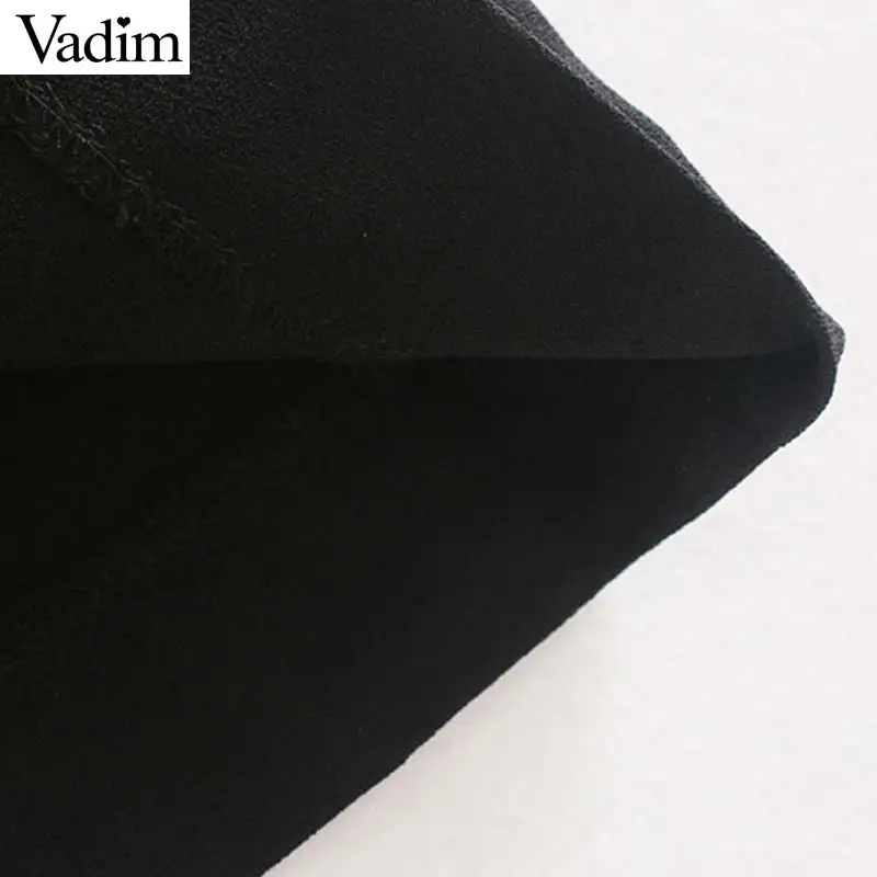 Женское элегантное платье vadim черное миди-платье с круглым вырезом, коротким рукавом из органзы, молнией сзади, женские повседневные Элегантные платья QC739