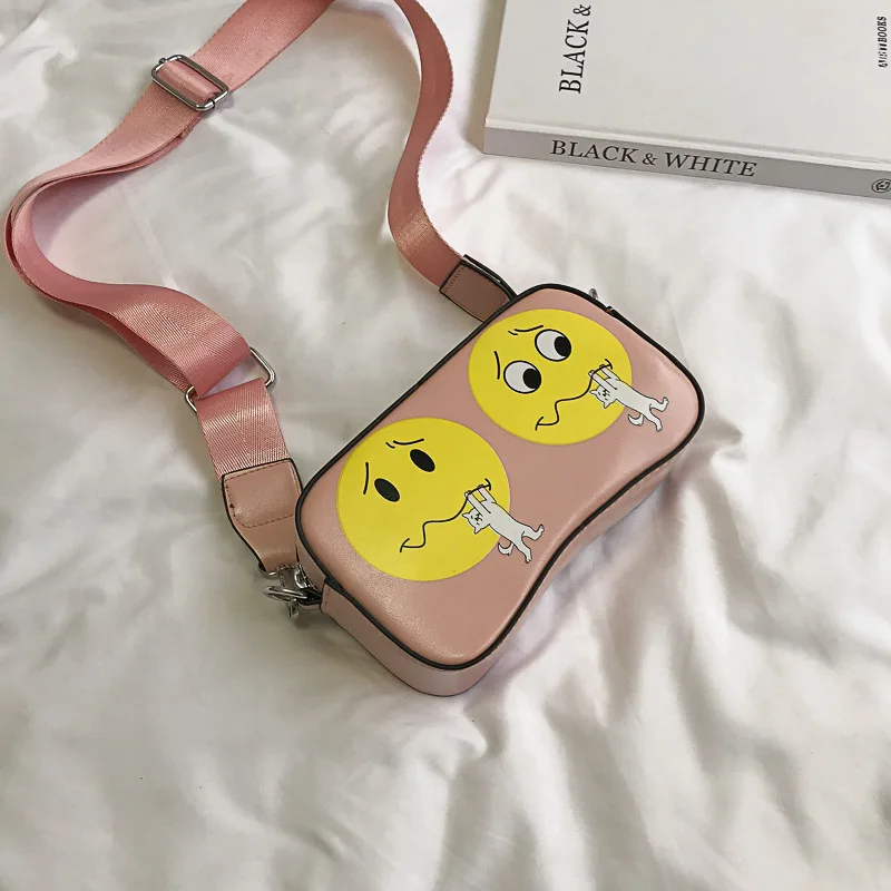 

PU Leather Shoulder Bag Women's 2019 New Style Fashion Korean-style Square Sling Bag Pie Mouth Expression Bag Versatile Shoulder