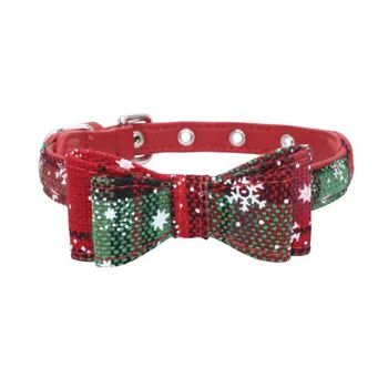 

Snowflake Bow-tie Pet Dog Collars Soft Cozy Puppy Kitten Head Buckle Security Waterproof Collar for Yorkshire Teddy Xmas Gifts