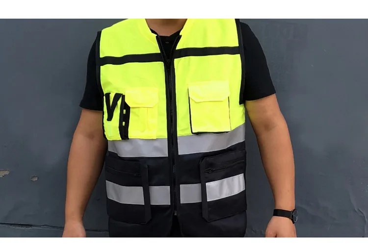Reflective Vest High Visibility Warning Safety Vest Fluorescent Clothing Multi pockets Outdoor Security Traffic Work Clothes (3)