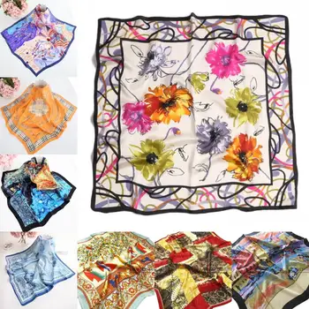

Women's 100% Pure Silk Printed Square Big Scarf Shawl Wrap Kerchief 33"x33" WJ003