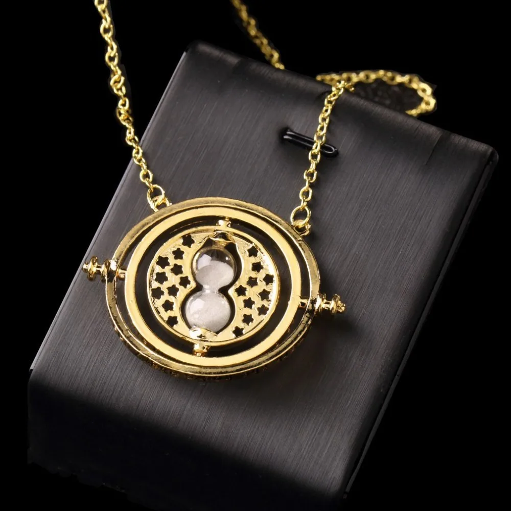 GENBOLI Time Turner, ожерелье, вращающиеся вращения, золотые песочные часы, подвеска, Ретро стиль, Круглый, для мужчин и женщин, ювелирное изделие, рождественский подарок для детей