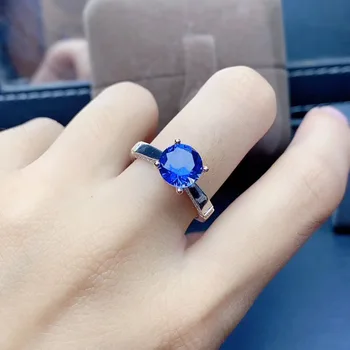 

925 Sterling Silver 100% Natural And Real Sapphire Gemstone Wedding Engagement Rings for Women Fine Jewelry Gift Wholesale